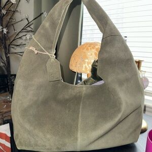 Genuine Suede Leather Sage Hobo Bag